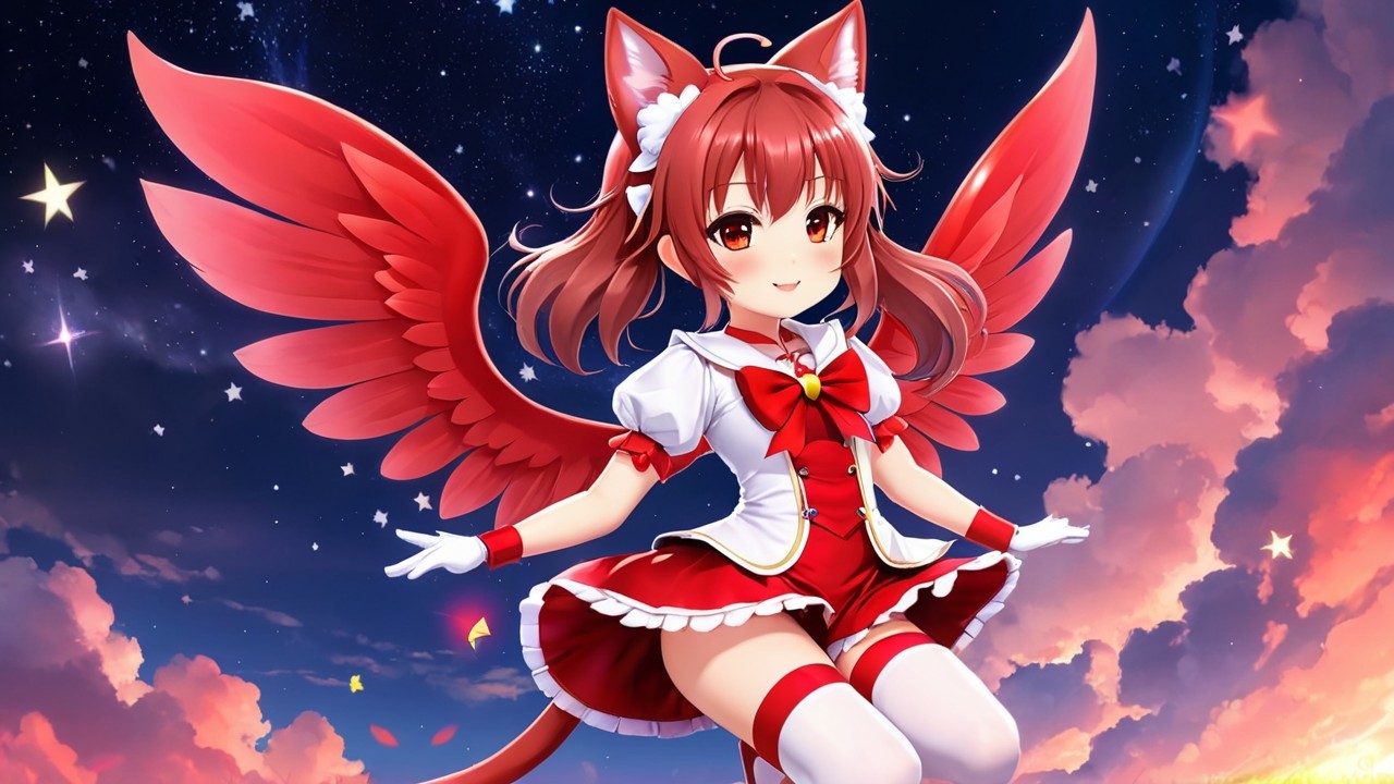 Anime Character with Red Hair and Cat Features
