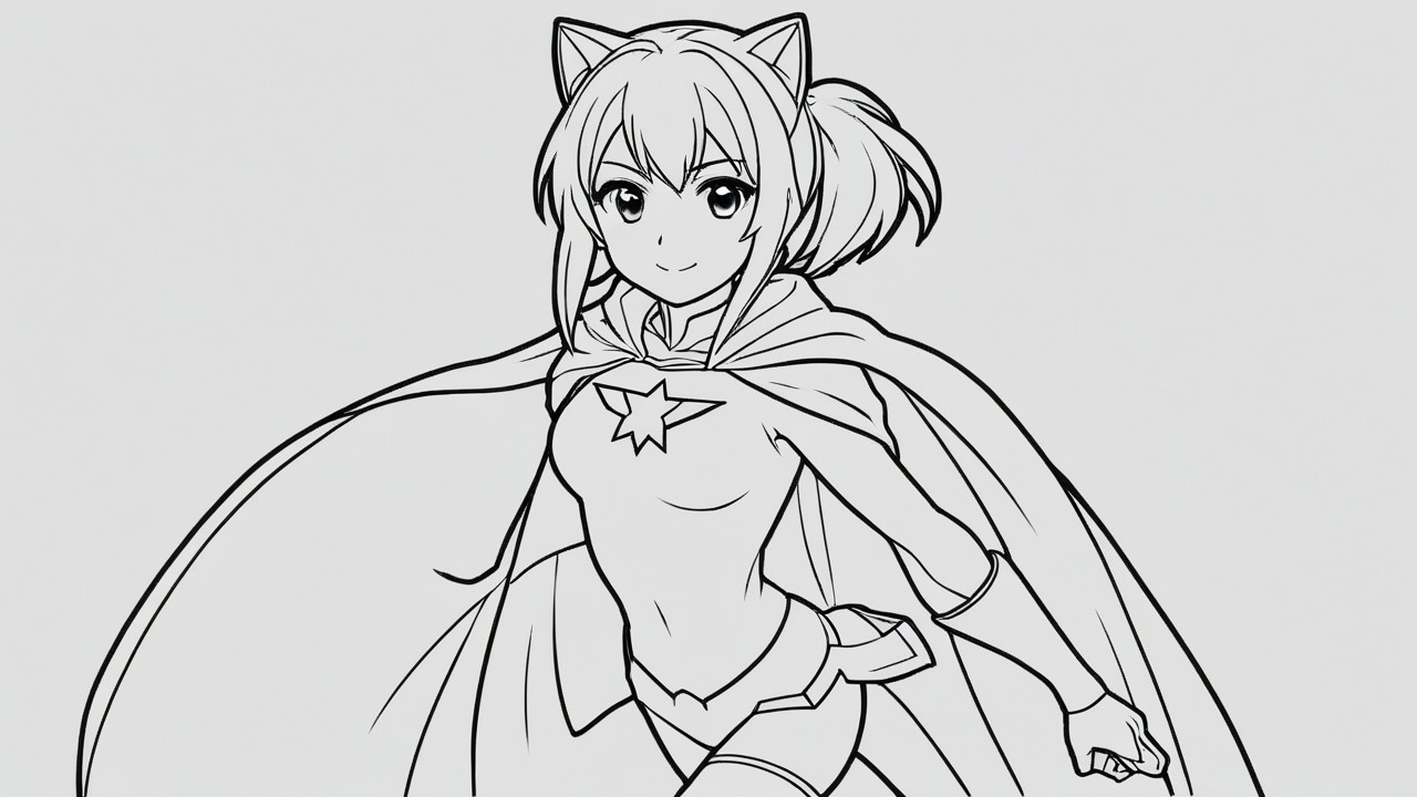 Anime Character with Cat Ears and Dynamic Pose