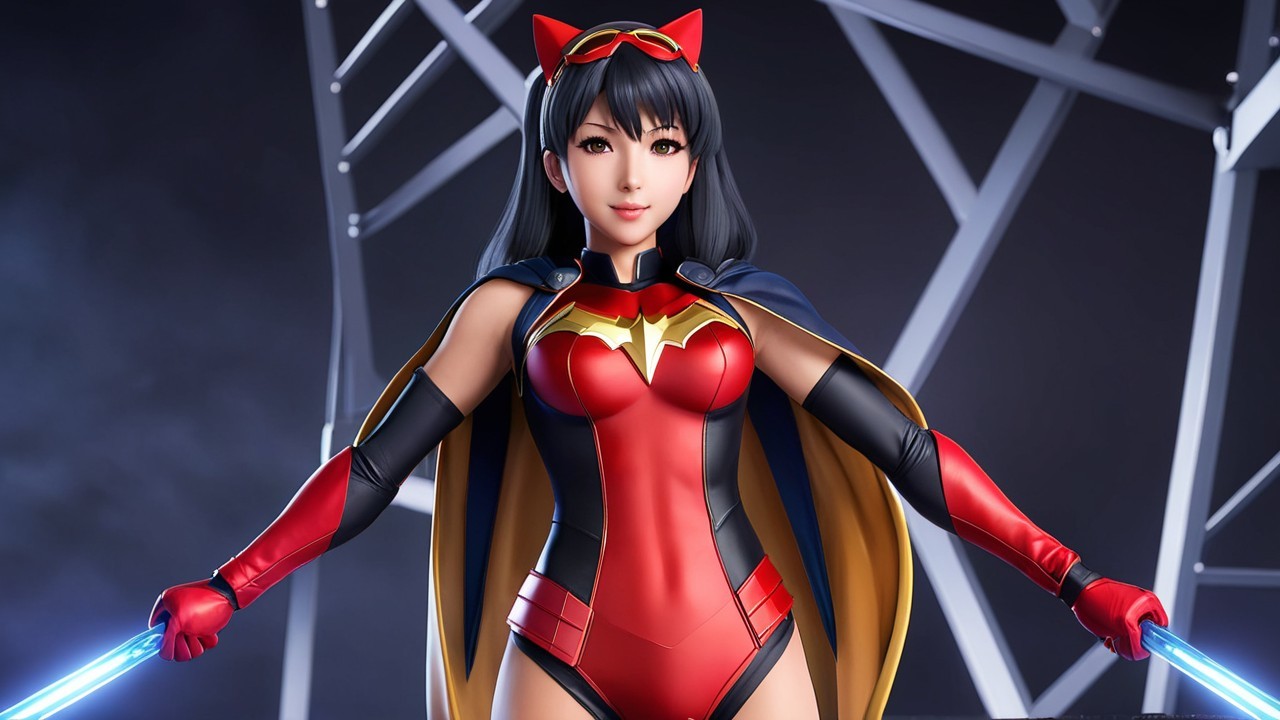 Confident Female Character in Dynamic Sword Pose