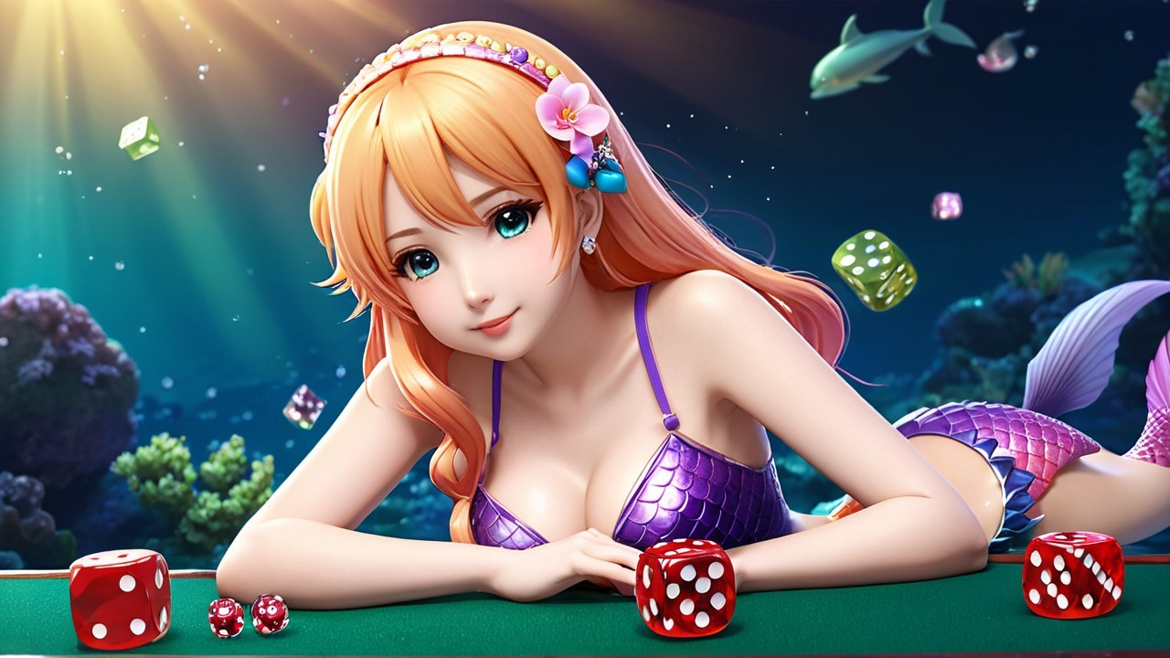 Underwater Scene with Mermaid and Casino Elements