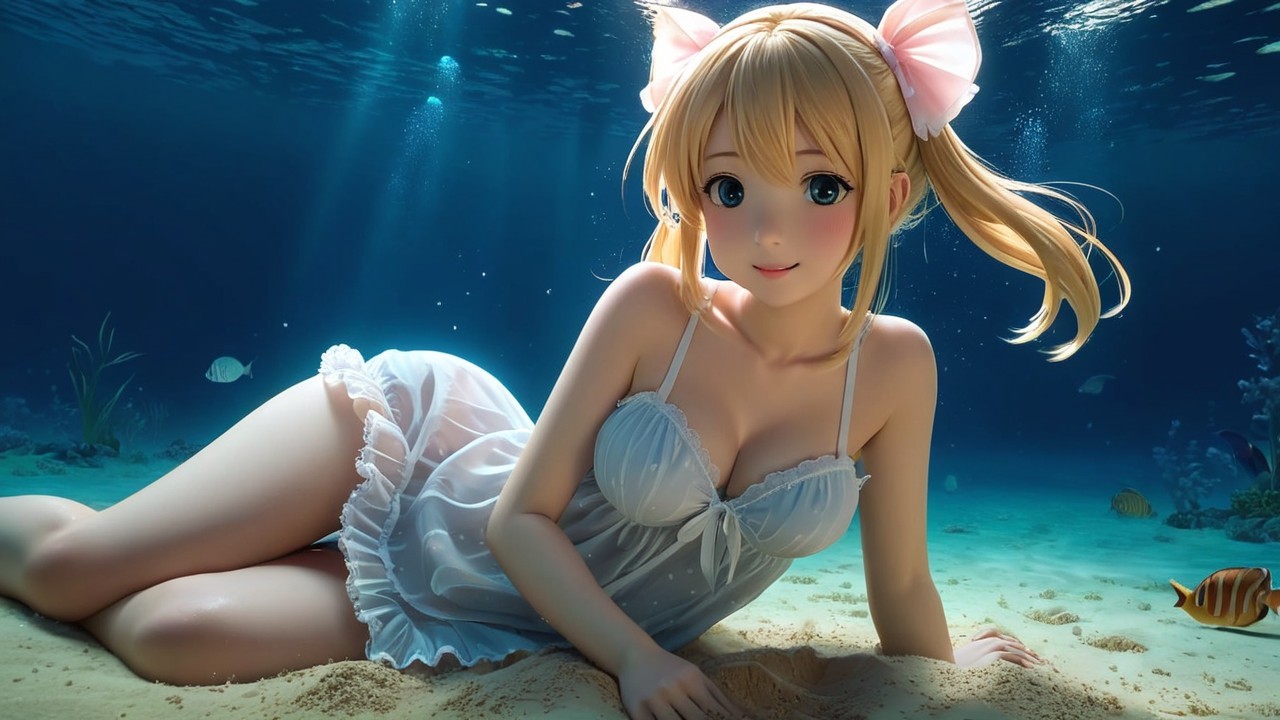 Vibrant Underwater Scene with Stylized Character