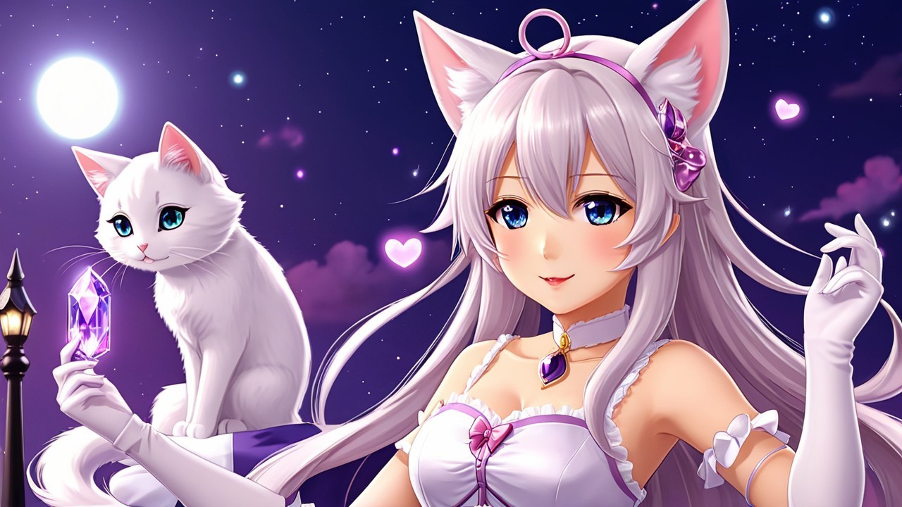 Fantasy character with silver hair and magical aura