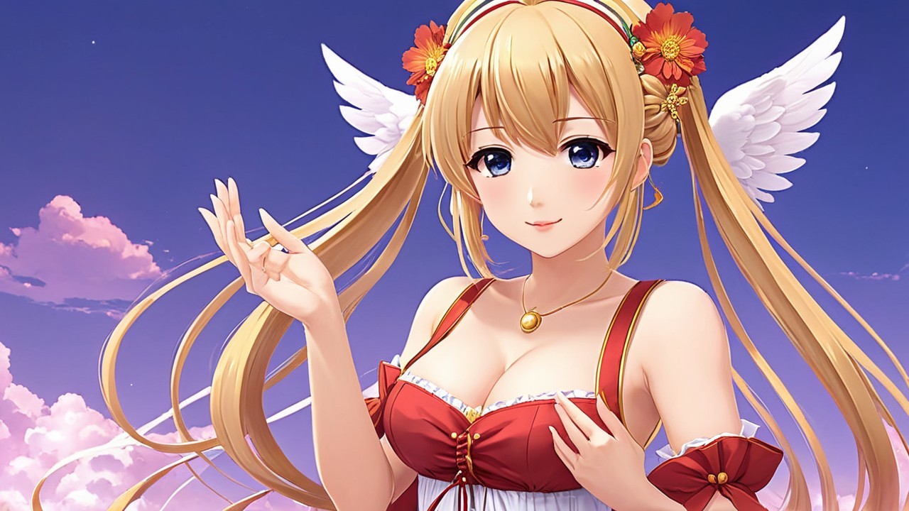 Anime Character with Blonde Hair and Angelic Wings