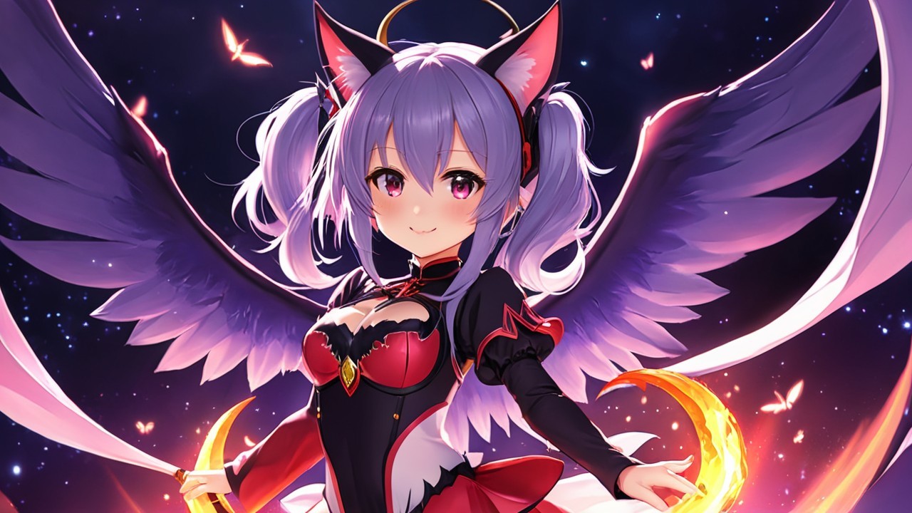 Anime Character with Lavender Hair in Starry Setting