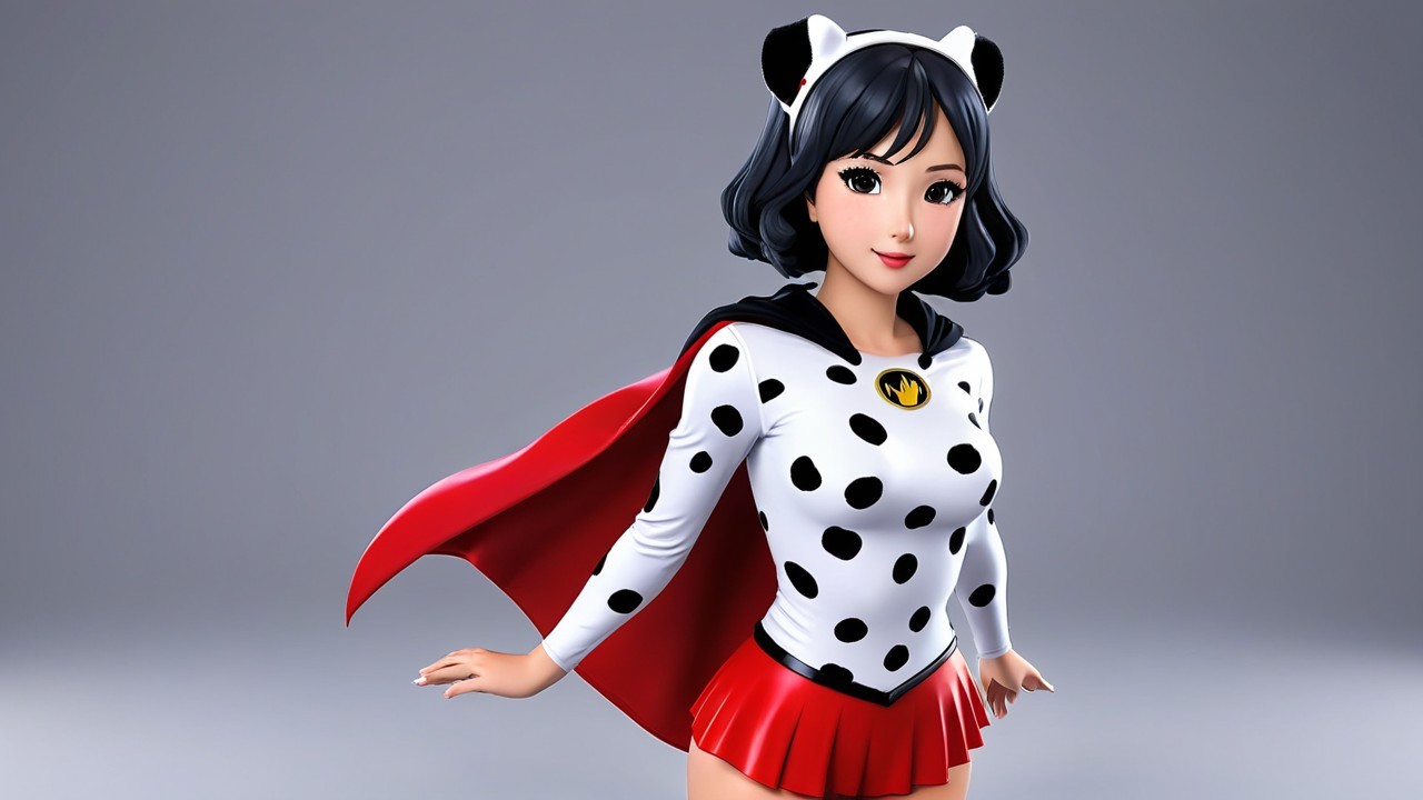 Stylized Animated Character in Playful Outfit