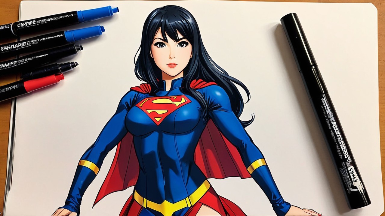 Illustration of a Female Superhero in Vibrant Colors
