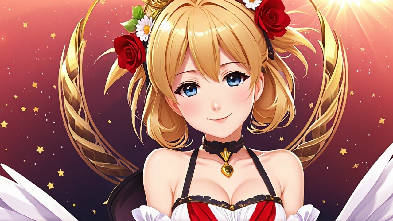 Anime Character with Golden Hair and Wings