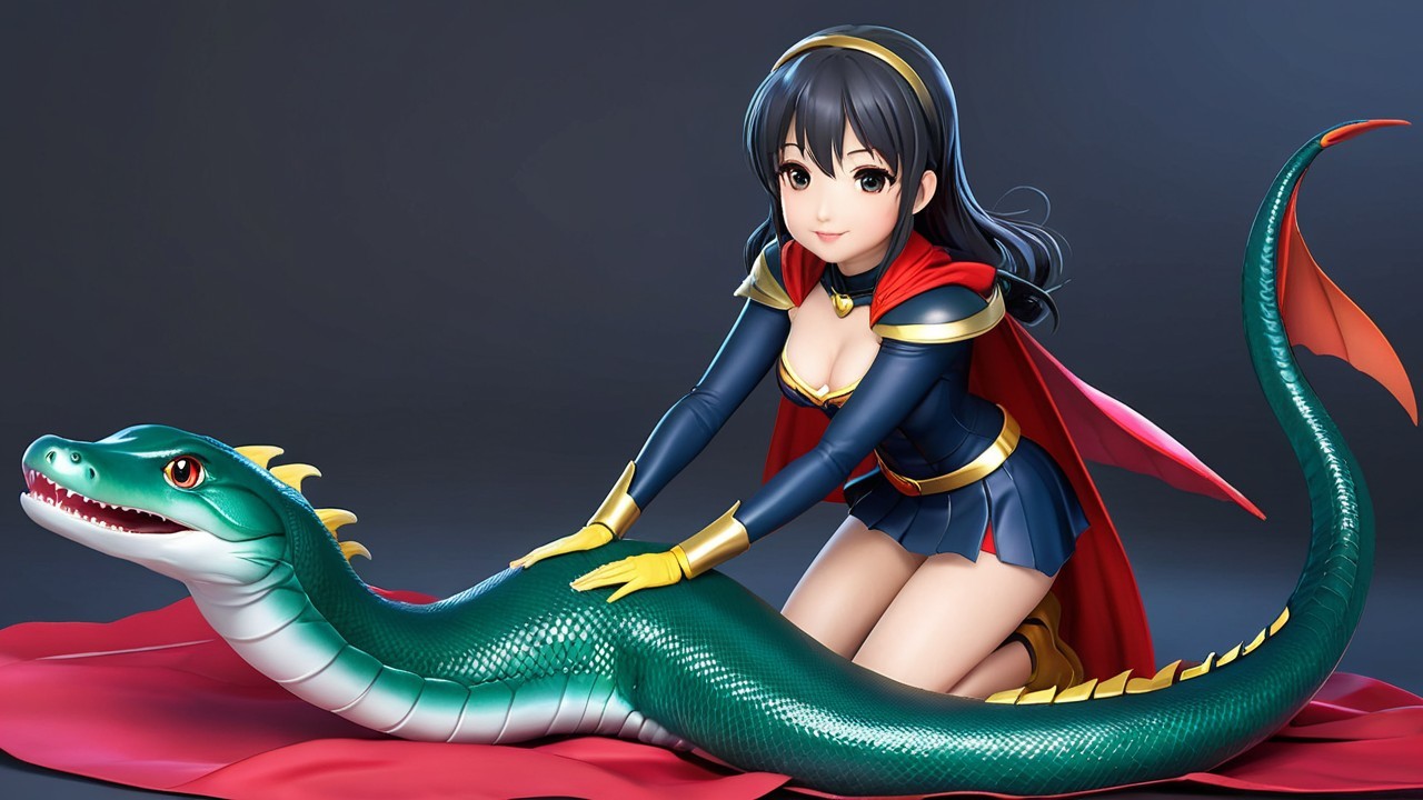 Stylized Animated Character with Dragon-like Creature