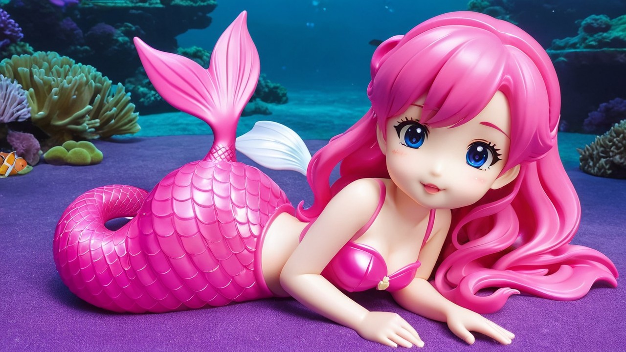 Vibrant Mermaid with Pink Hair and Shimmering Tail