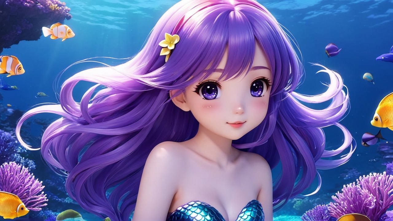 Whimsical Underwater Scene with Enchanting Mermaid