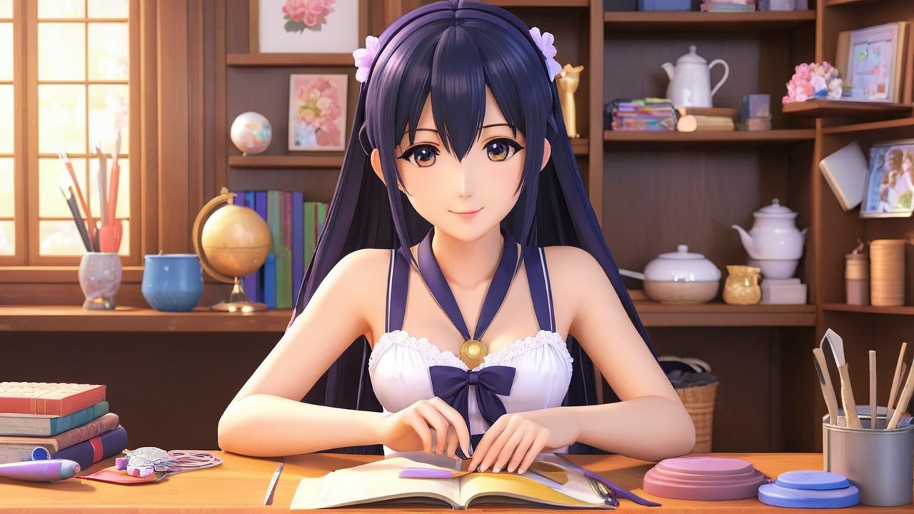 Animated Character in a Cozy Study Room Setting