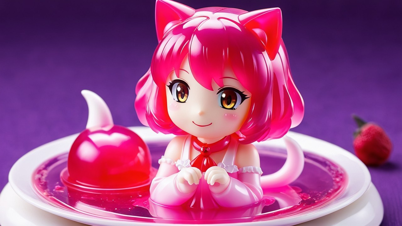 Vibrant Anime Character on Colorful Gelatin Dessert