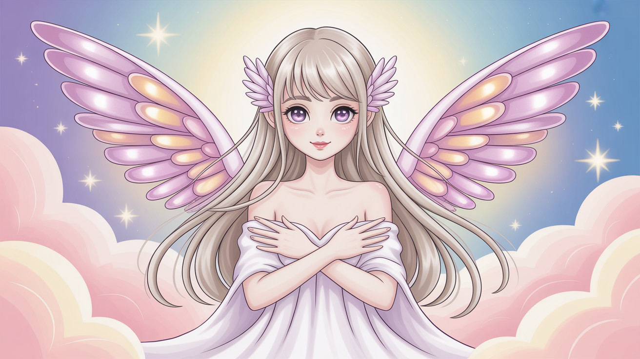 Anime Illustration of a Graceful Girl with Silver Hair