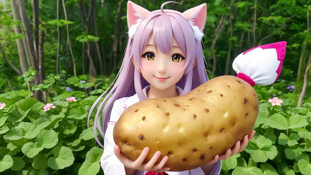 Anime Character with Lavender Hair in Green Setting