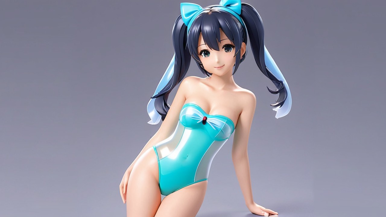 Stylized Female Character in Light Blue Swimsuit