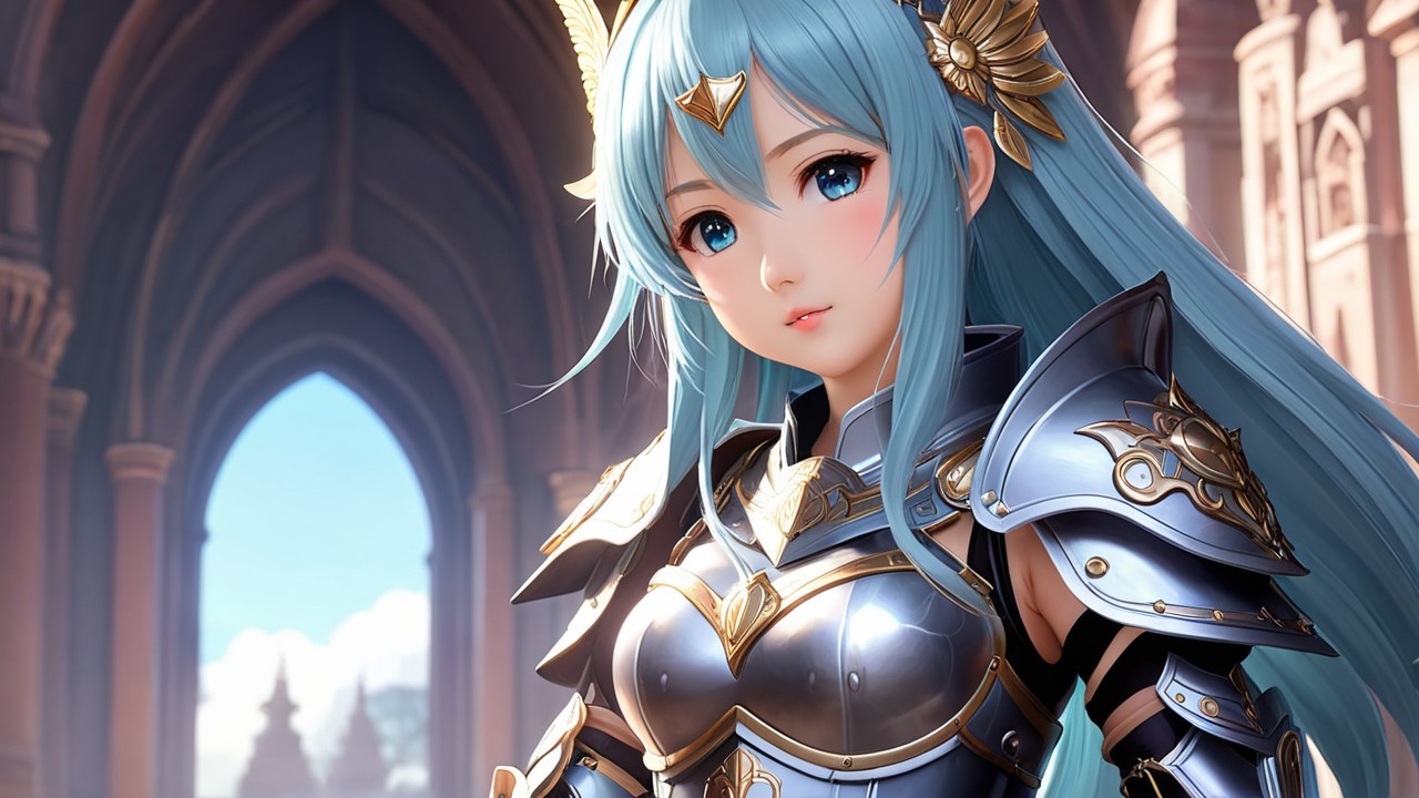 Character in Silver Armor in Ornate Setting