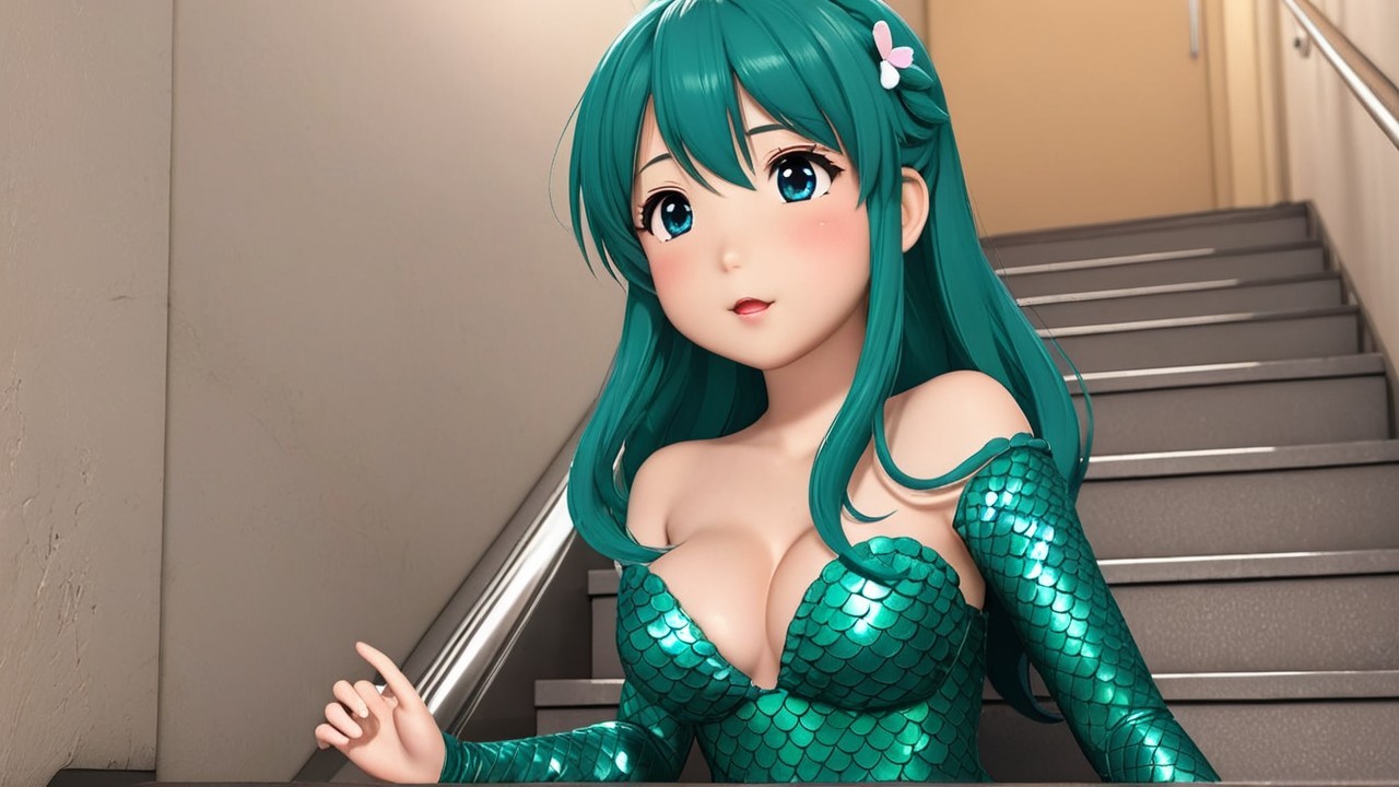Animated Character in Sparkling Mermaid Outfit