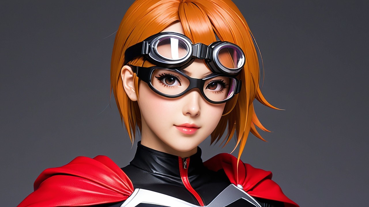 Stylish Character in Black and Red Superhero Costume