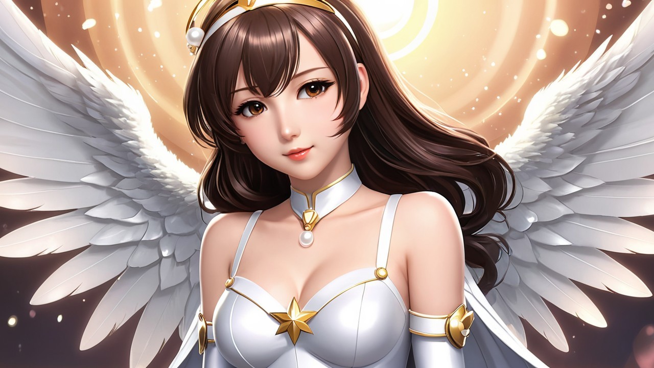Angelic Character with Wings and Celestial Outfit