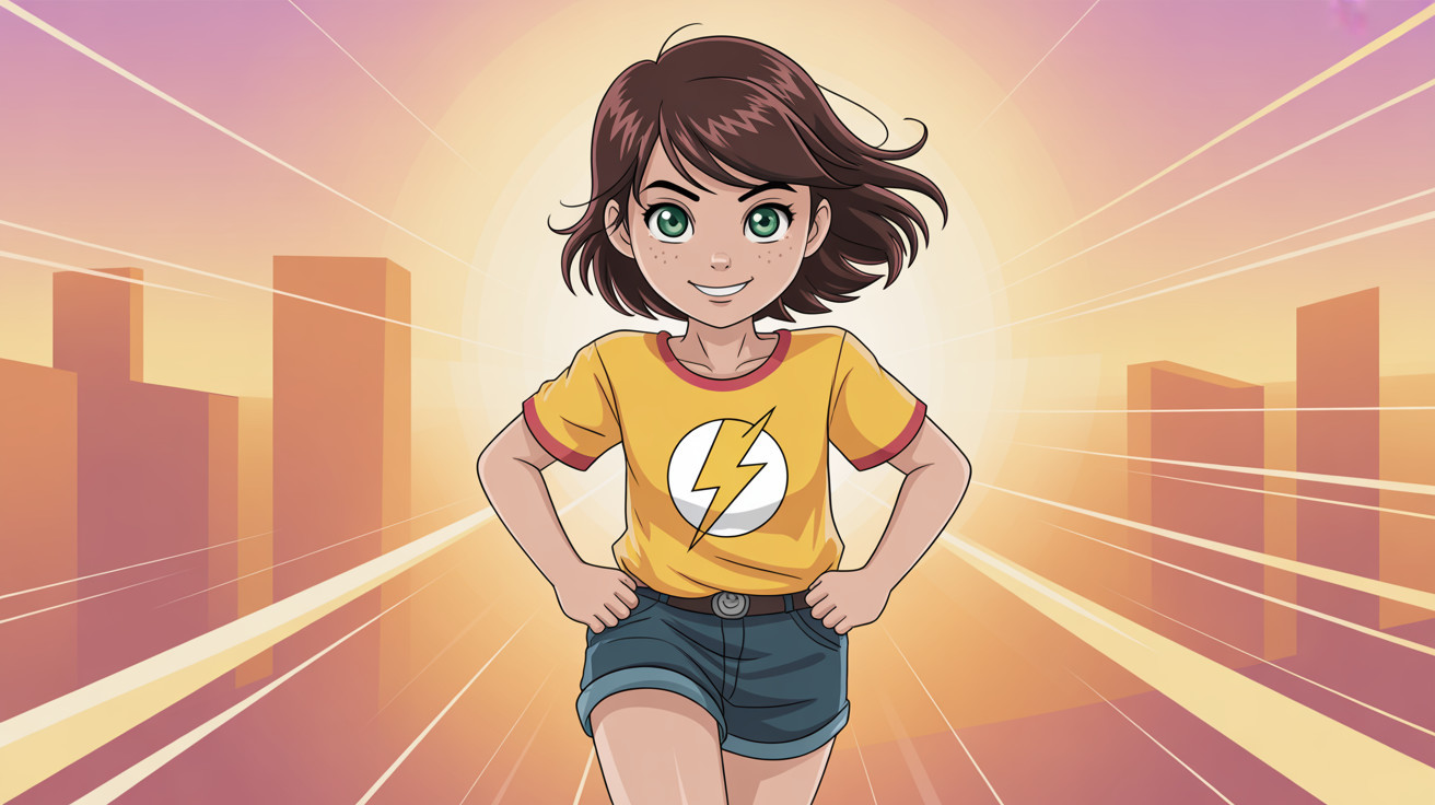 Anime Full-Body Image of a Girl in City Sunset