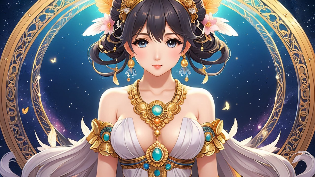 Detailed Character Portrait of a Young Woman in Jewelry