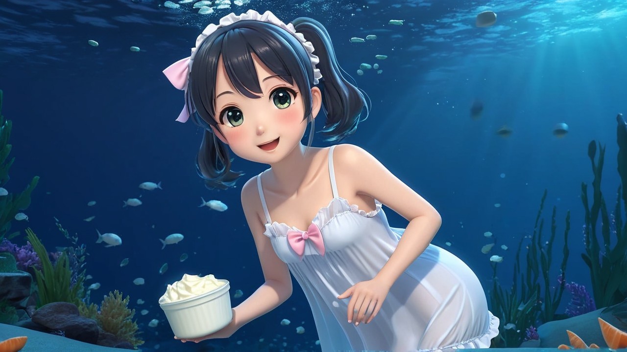 Cheerful Animated Character in Underwater Scene