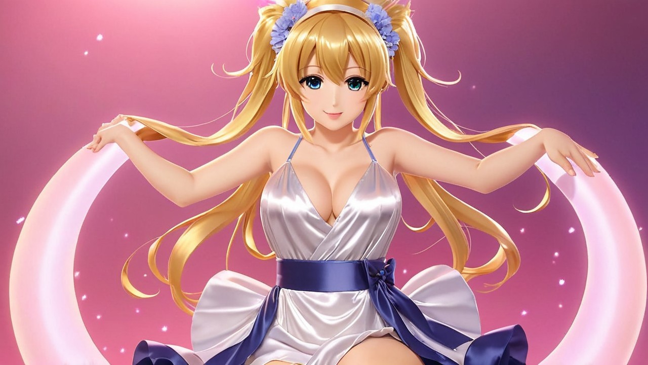 Stylized anime character with blonde hair and flowers