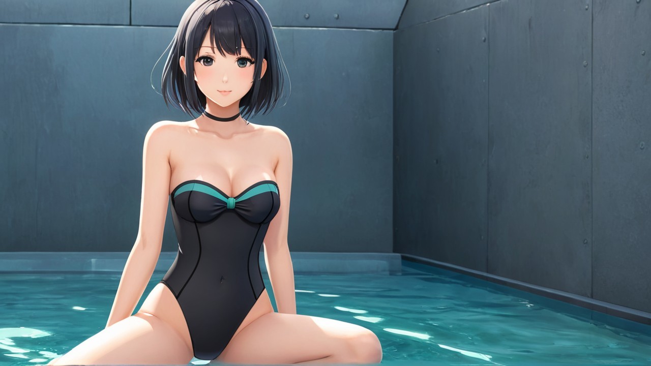 Digital Character in Pool with Modern Aesthetic