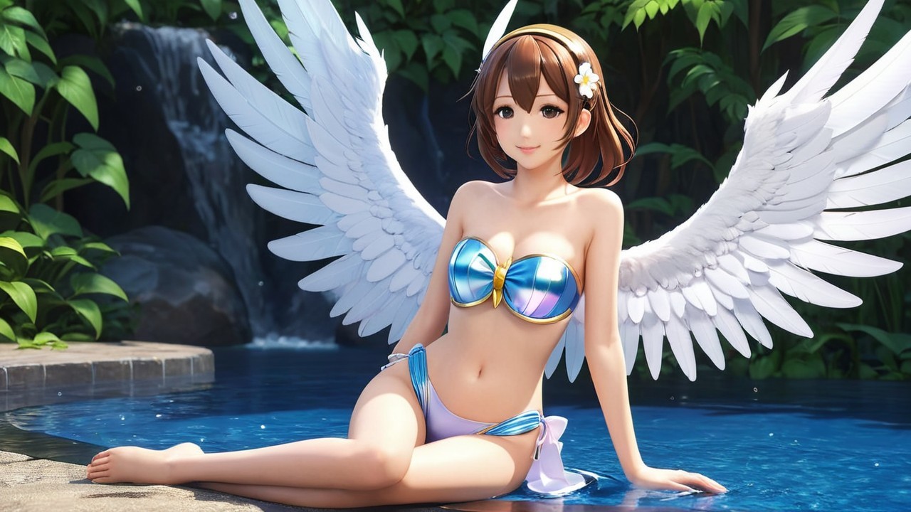 Fantastical Character with Wings by Serene Pool