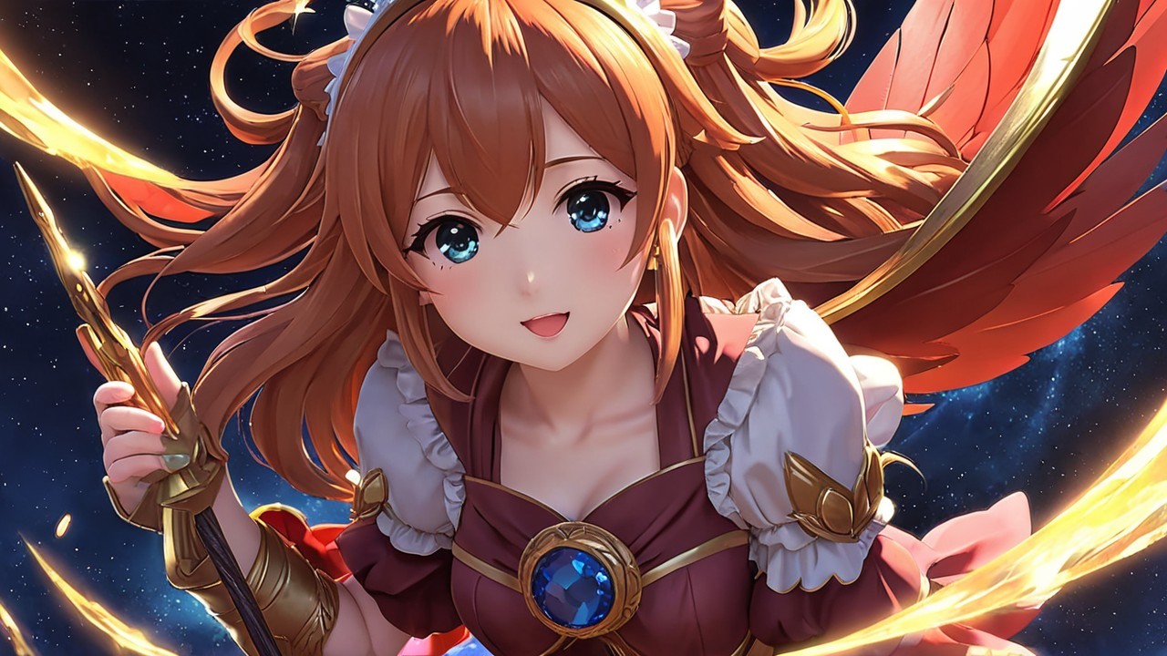Vibrant Anime Character in Cosmic Background