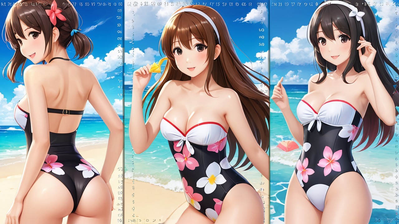 Anime Illustration of Young Women at the Beach