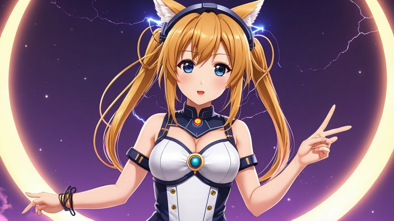 Character with Cat Ears in Futuristic Setting
