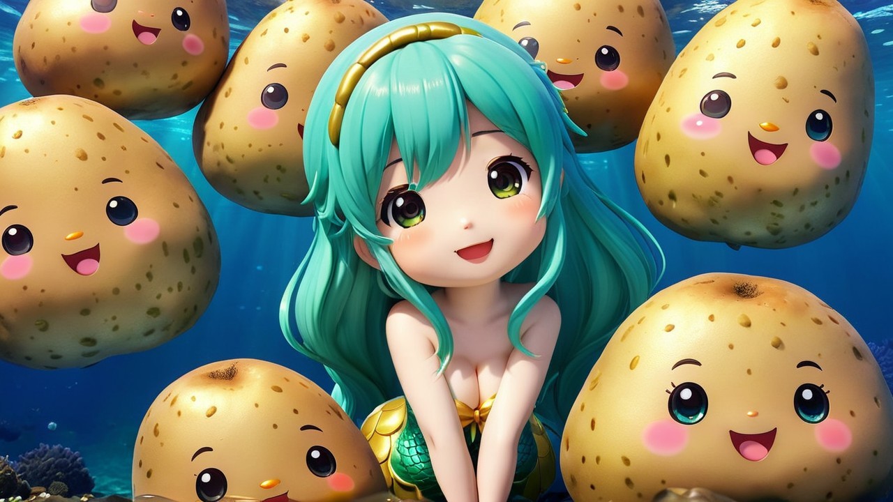 Cheerful animated character in whimsical underwater scene