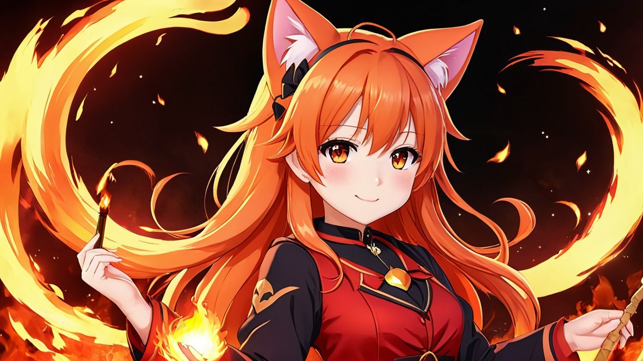 Anime Character with Orange Hair and Fox Ears