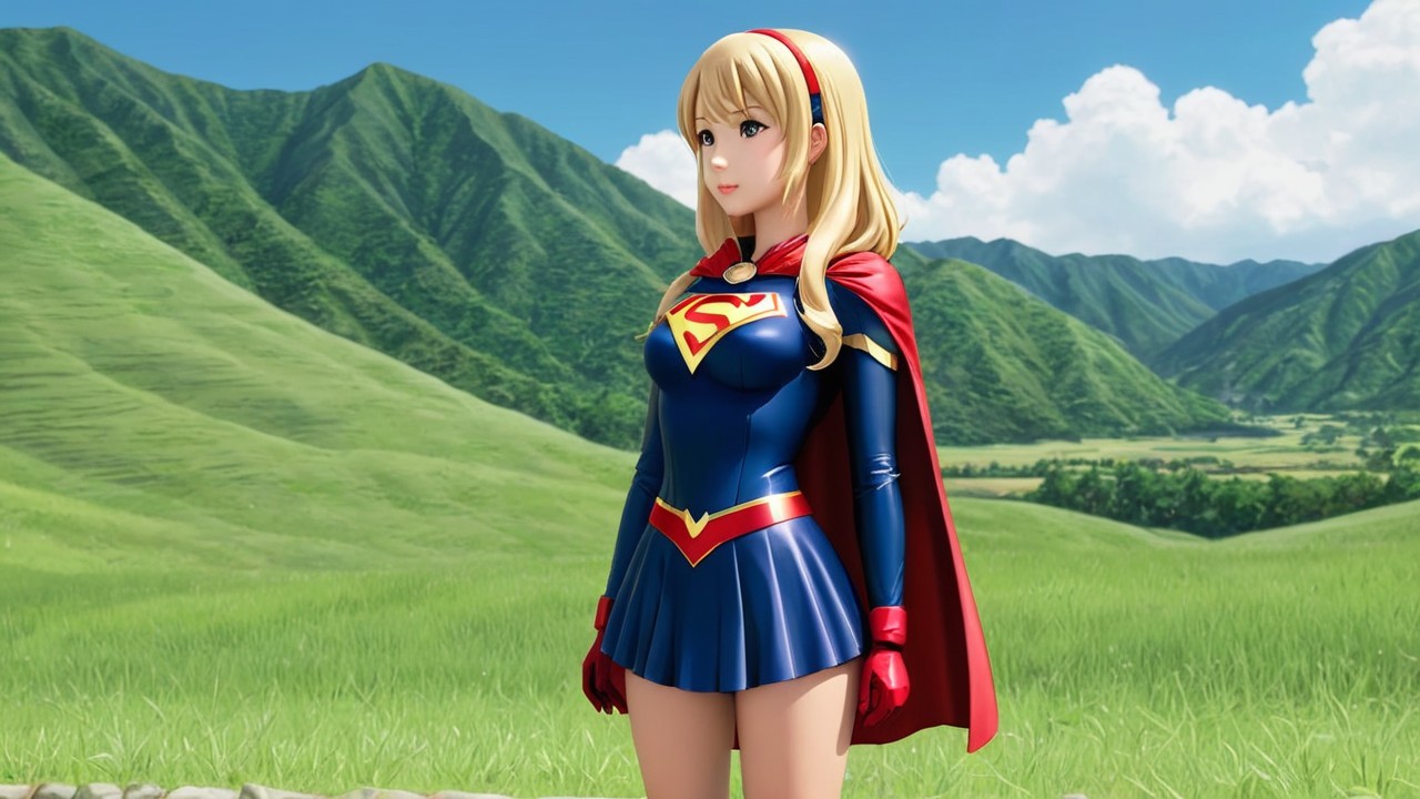 Stylized Heroic Character in Vibrant Landscape
