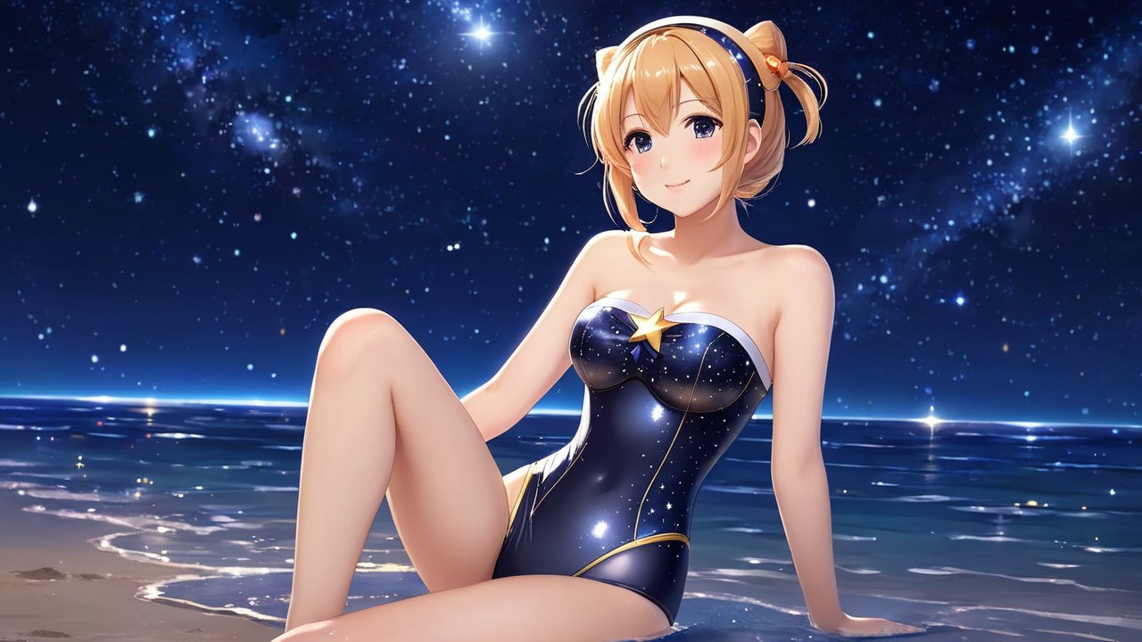 Fantasy Character by Serene Ocean Under Starlit Sky