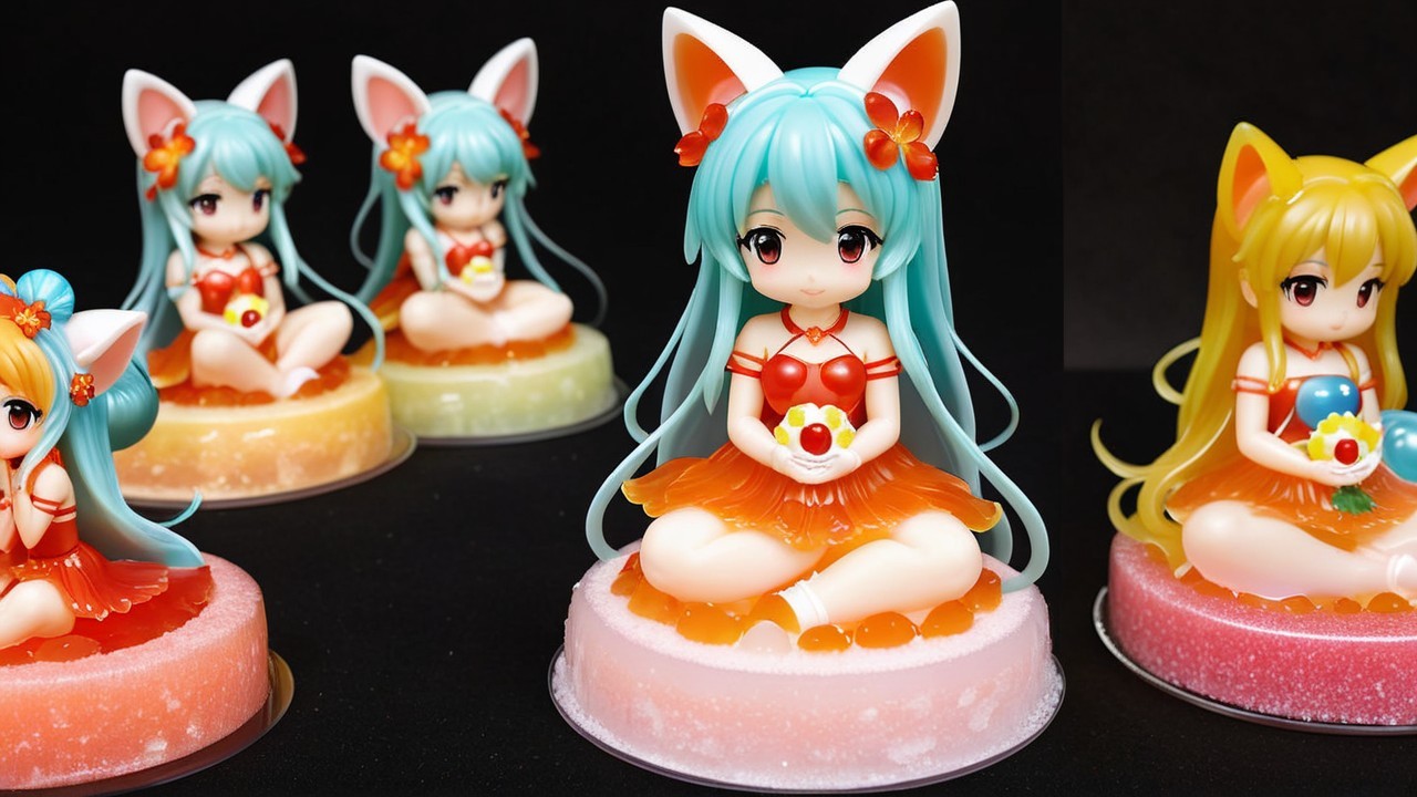 Colorful Fox-Inspired Figurines with Vibrant Hair