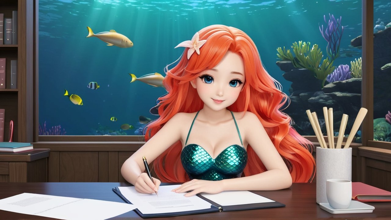 Vibrant Underwater Scene with Cheerful Character