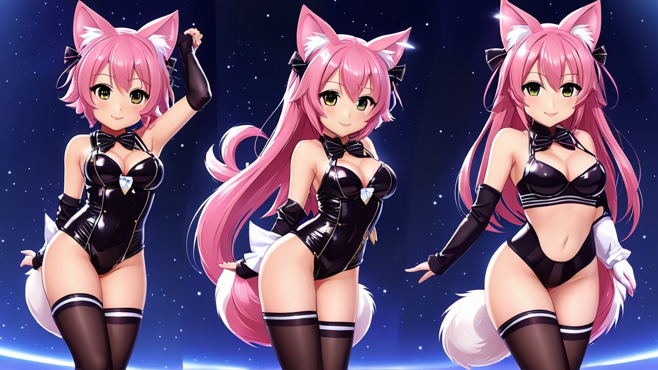 Vibrant Anime Character with Pink Hair and Cat Ears