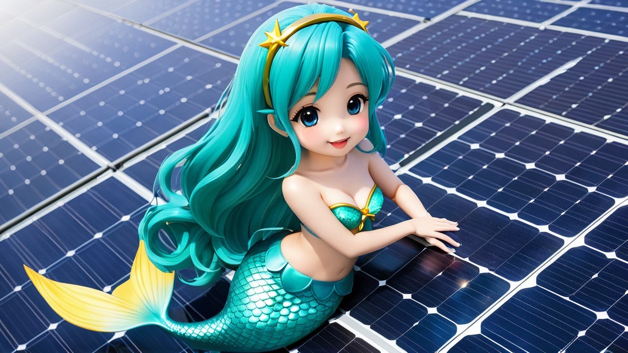 Mermaid on Solar Panels: Fantasy Meets Eco-Friendliness
