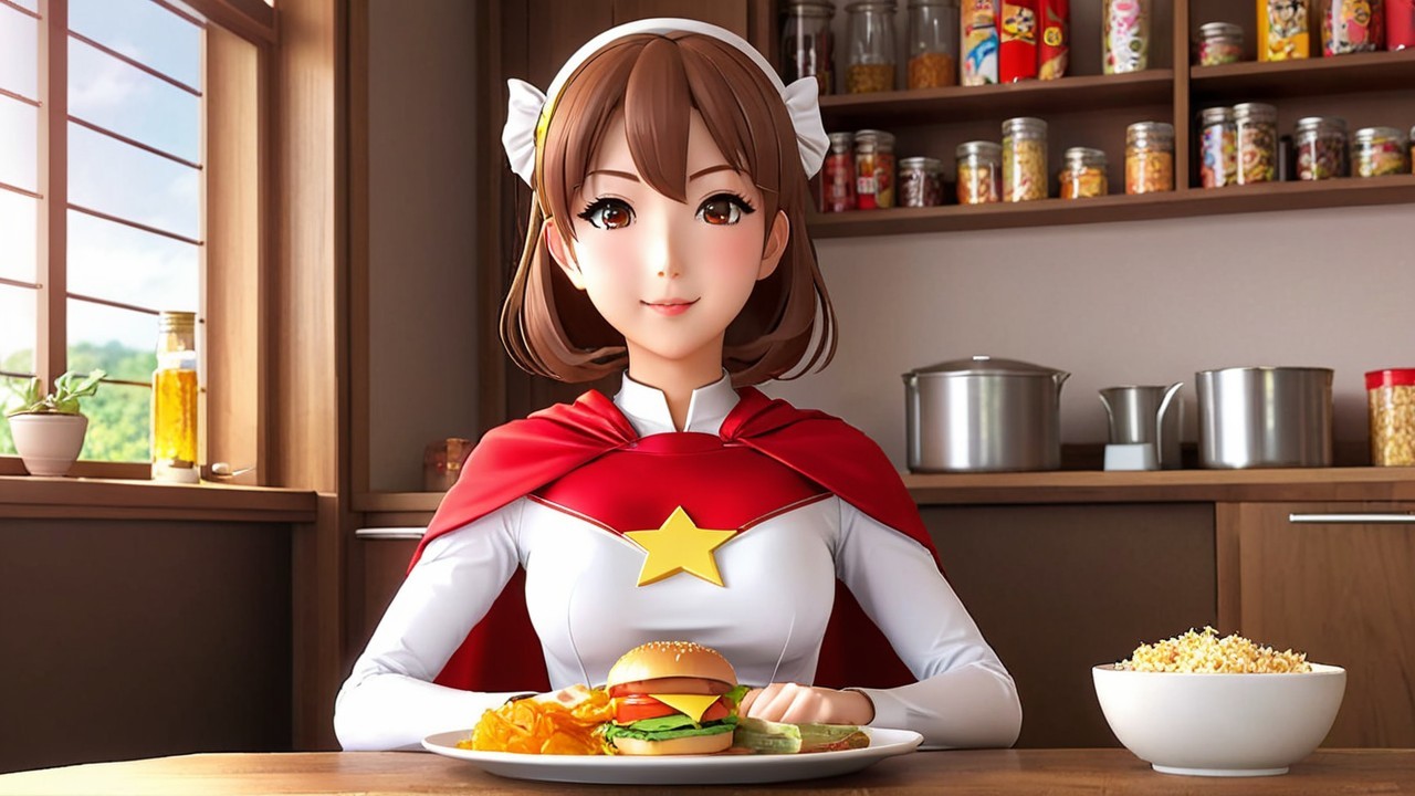Cheerful Animated Character in Cozy Kitchen Setting