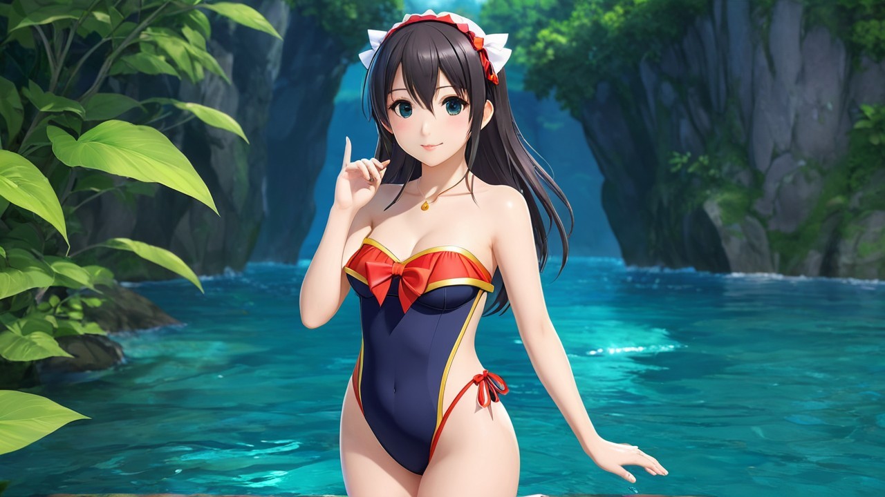 Cute Animated Character by Serene Blue Water Body