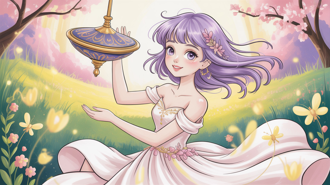 Anime-style digital painting of a girl with flowers