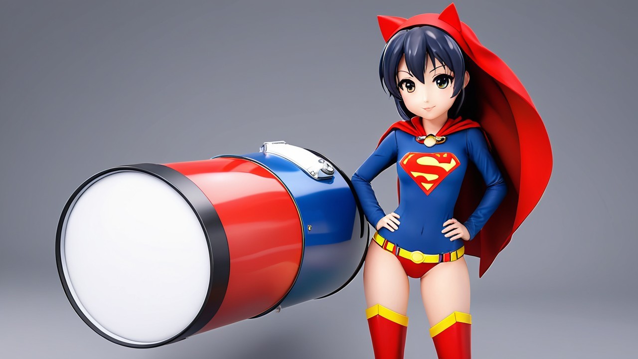 Stylized anime character in superhero outfit design