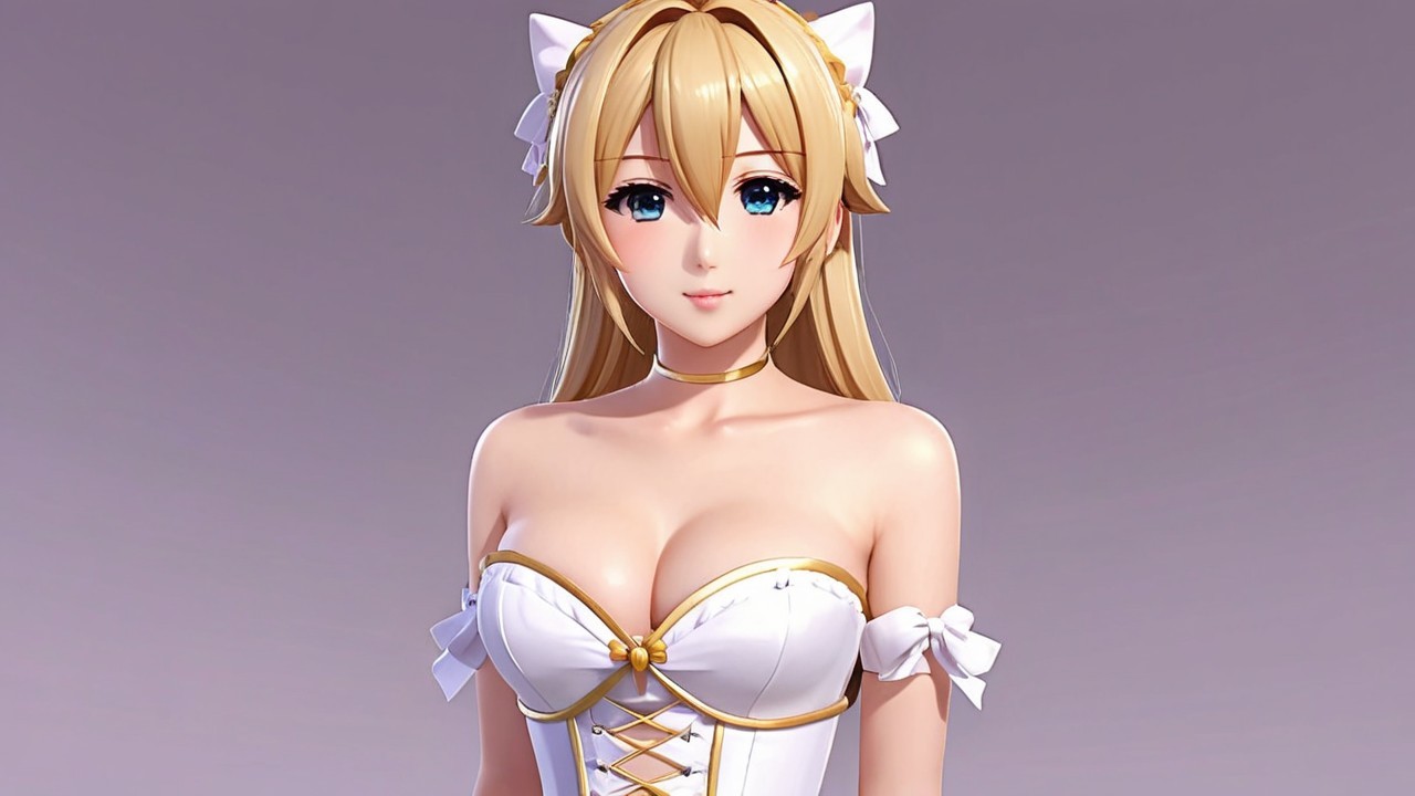 Digitally Rendered Character with Blonde Hair and Blue Eyes