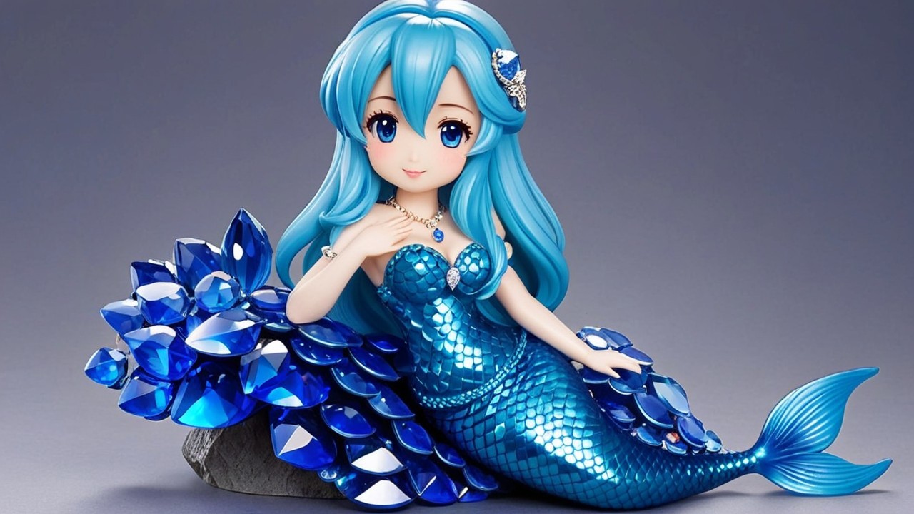 Charming Mermaid Figurine with Vibrant Blue Features