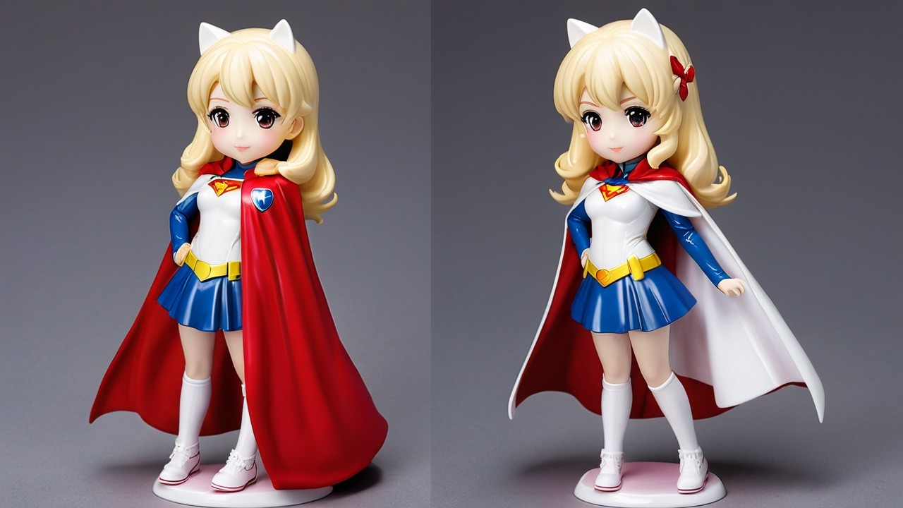 Stylized Female Superhero with Cat Ears and Costume