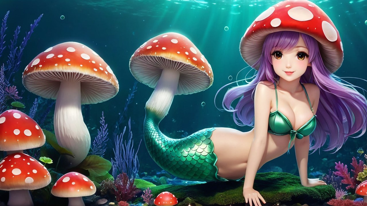 Charming Anime Mushroom Mermaid Design