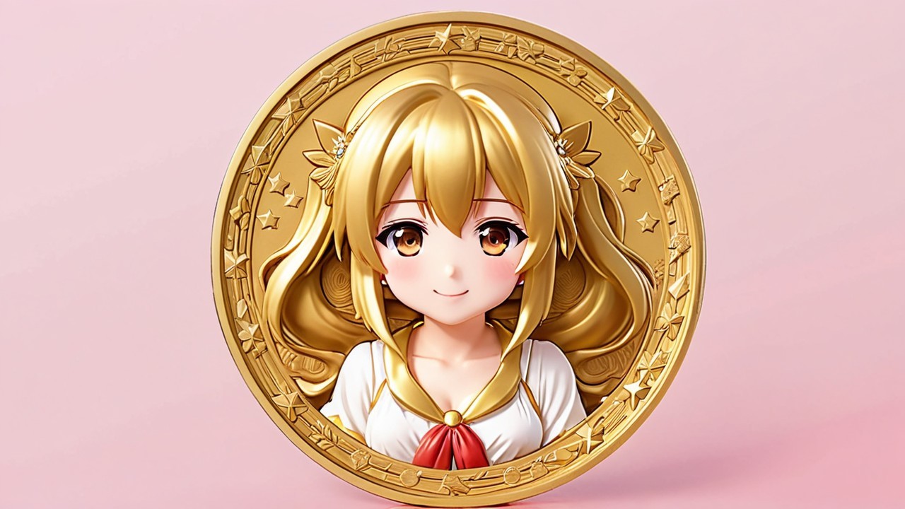Golden Coin Featuring Cartoon Girl with Blonde Hair