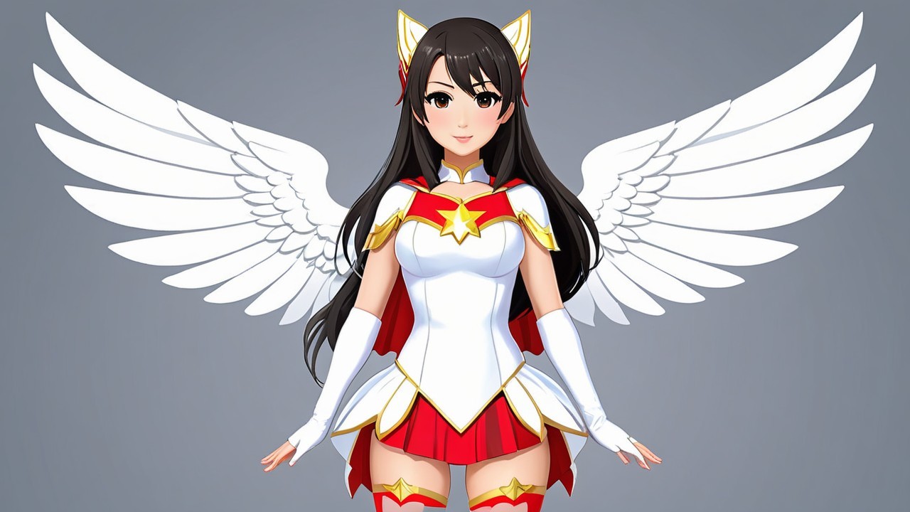 Character with Dark Hair in Vibrant Heroic Outfit